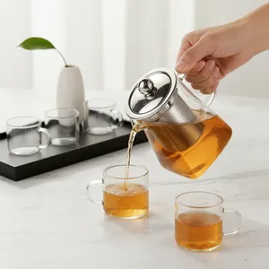 Jarra de Vidrio de Borosilicato <span class=keywords><strong>para</strong></span> <span class=keywords><strong>Café</strong></span> y Té, Transparente, Ecológica, 350 ml, 550 ml, 950 ml, <span class=keywords><strong>para</strong></span> Fiestas, con Tapa de Bambú, Diseño Cuadrado, Estilo Moderno - Product Image 3