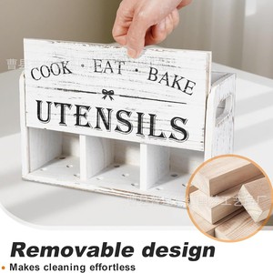 Caja organizadora de cubiertos de madera para cocina, compartimentada, para palillos, portátil, para restaurante occidental - Product Image 3