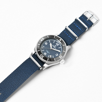 Montre automatique classique de luxe en acier inoxydable avec aiguilles luminescentes, bracelet en nylon, étanche, logo personnalisé pour homme