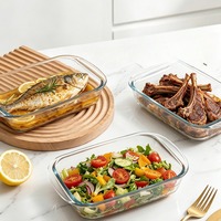 Plat de cuisson rectangulaire en verre borosilicate, durable, multi-usages, pour le stockage des aliments et la préparation des repas, idéal pour la cuisine et le réfrigérateur