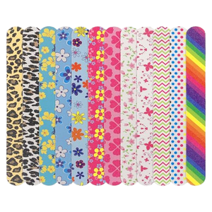 Lime à ongles jetable en émeri, droite, grain 180, outils de manucure de haute qualité, motifs colorés fleur, cœur, papillon, double face - Product Image 1
