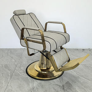 Grey Pu Leather Barber <b>Chair</b> Vintage Barber Shop Multifunctional Salon <b>Chair</b> with Swivel Customizable logo - Product Image 2