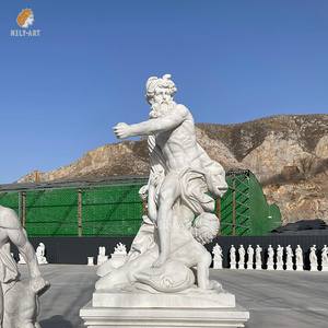 Antico greco figura a grandezza naturale natura marmo Poseidon con la statua del tridente scultura per esterni - Product Image 6