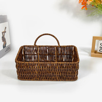 Panier de rangement rectangulaire en osier de luxe, portable et mural, pour cuisine et salle de bain, idéal pour les légumes (gingembre, ail, oignon) et les fleurs