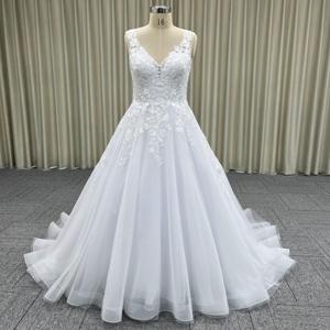 Nuovo abito estivo di colore bianco <span class=keywords><strong>taglie</strong></span> <span class=keywords><strong>forti</strong></span> con scollo a V senza maniche gonna a sbuffo abito da sposa Drag - Product Image 1
