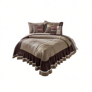 Ensemble de couette Sindy 1,8 m taille matrimoniale en coton et polyester, style classique avec volants, literie pour la maison, 7 pièces - Product Image 1