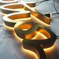 Özel Tasarım Modern LED Işıklı Harfler Fırçalanmış Paslanmaz Çelik Tabela Kurumsal Ofis Duvar Dekorasyonu Toptan Satış