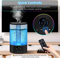 Humidificateur ultrasonique noir 3L, grand humidificateur à brume ultrasonique avec minuterie 2/4/8H, 3 vitesses, faible bruit, humidificateur électrique à télécommande