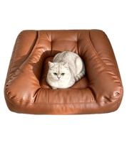 Nid pour chat ergonomique encastré, canapé en PU avec coussin rembourré doux pour le sommeil enroulé des chats