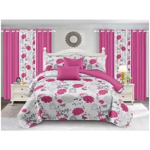 Hot selling Luxury bedsheet set 9 pcs wholesale bedsheet set with matching curtains