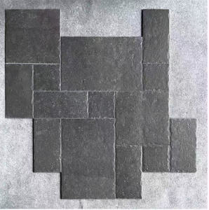 Dalles de pavage en pierre naturelle grise Blacklime de qualité supérieure, motif aléatoire, épaisseur importante, coupées à la main, résistantes à l'eau, durables, pour revêtement de sol de villa - Product Image 5