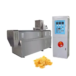 Mesin produksi makanan ringan sereal kepingan jagung otomatis penuh profesional peralatan industri makanan Tiongkok Pow elektrik