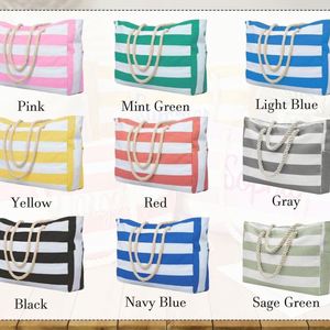 Bolsa de Playa Moderna de Lona a Rayas con Cierre, Impermeable, de Poliéster, para Mujer, Grande, para Vacaciones de Verano y Viajes - Product Image 5