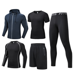 Conjunto Esportivo de Fitness 5 Peças, Roupas de Treino Masculinas para Corrida e Basquete, Secagem Rápida, Personalizável para Musculação - Product Image 6