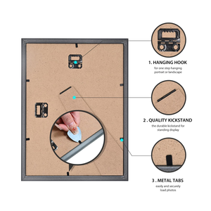 Classic <b>Black</b> Wooden Poster Frame Tempered Glass Wall Hook Includes 11x14 Picture Poster 16 X 20 Matted Frames - Product Image 4