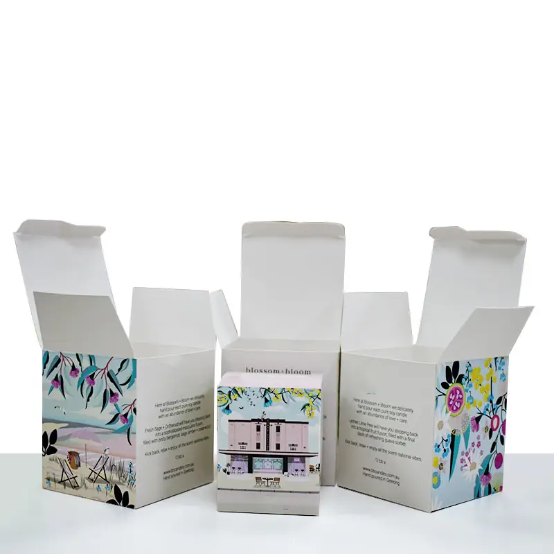 Caixas de fósforos personalizadas mais vendidas, caixas de embalagem, caixa de papel dobrável para velas, com seu próprio logotipo