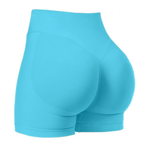 Shorts de yoga sans couture personnalisés pour femmes, taille haute, effet push-up, shorts de compression pour la course à pied, séchage rapide, vêtements pour femmes - Product Image 3
