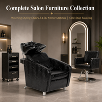 Fauteuil de lavage de luxe pour salon avec bac en céramique inclinable et unité de lavage en cuir gaufré crocodile pour salon de coiffure (vente en gros)