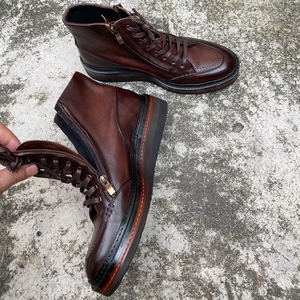 2024 אופנה חדשה זולה עור אמיתי בוקרים מגפיים מעור גברים מזדמנים - Product Image 3