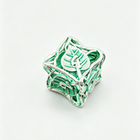 Ensemble de dés en métal creux avec gravure de feuilles, dés polyédriques inspirés de la nature, fabricant OEM XDICES