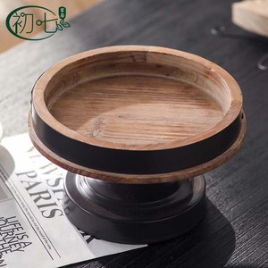 Juego de bandejas decorativas de madera rústica, 2 piezas, bandeja redonda para frutas, bandeja de almacenamiento para la entrada, decoración del hogar - Product Image 5