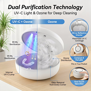 Scatola Multifunzionale per Disinfezione <span class=keywords><strong>UV</strong></span> con Deodorizzazione all'Ozono, <span class=keywords><strong>Sterilizzatore</strong></span> <span class=keywords><strong>Portatile</strong></span> per Apparecchi Ortodontici, Protesi, Gioielli, Occhiali e Utensili - Product Image 2