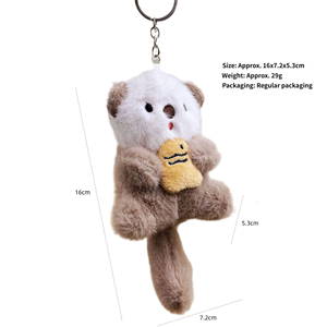 Nuevo Diseño Lindos Nutrias con Pez Colgante de Peluche Llavero para Mochila, Bolso y Cartera - Product Image 6