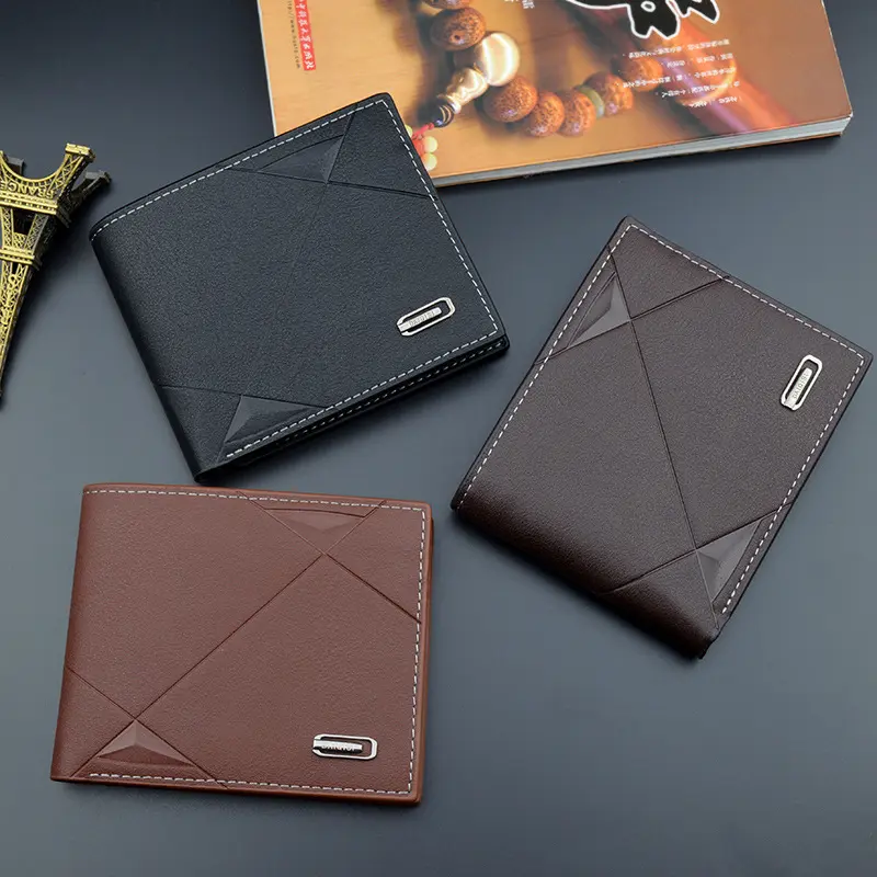 Men's Wallet PU Card Holder Latest Stylish Leather Men's wallets Business Boys Durable Luxury Short Zipper Wallet High Quality