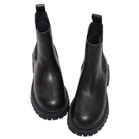 Bottines Chelsea à plateforme Ann's Premium en cuir véritable, talon de 5 cm, noir, coussin anti-friction, soutien de la voûte plantaire durable, doublure en fourrure