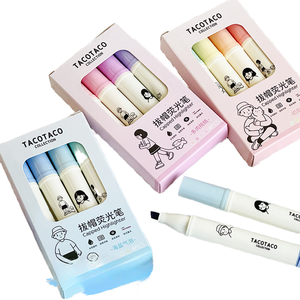 Populaire Oblique Surligneur Stylos <span class=keywords><strong>Dessin</strong></span> Doux <span class=keywords><strong>Contour</strong></span> Marquage Stylos Couleur Claire En Plastique Manuel Stylos Protection Des Yeux Ensemble Emballé - Product Image 1