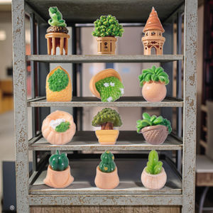 Lote en miniatura de dibujos animados mixtos, Micro plantas de cactus artificiales, figuritas de jardín de resina, Estatua con suculento adorno de paisaje del <span class=keywords><strong>desierto</strong></span> - Product Image 1