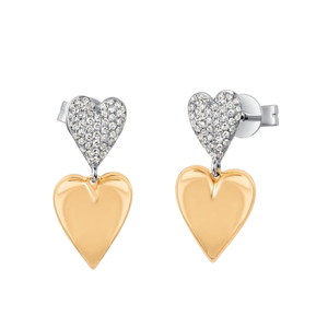 Bijoux fantaisie véritable plaqué or étanche <span class=keywords><strong>r</strong></span>ésistant au ternissement Glamour bijoux pour femmes 5a cubique zircone amour coeur boucles d'oreilles - Product Image 1