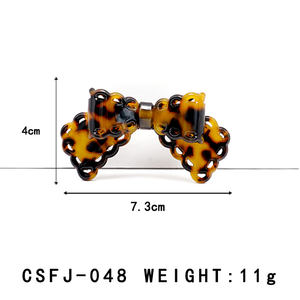 Pinza de Pelo Unisex de Acetato con Diseño Retro de Concha de Tortuga Brillante, Pinza de Pelo con Forma de Lazo de Leopardo con Delicado Diseño Calado - Product Image 2