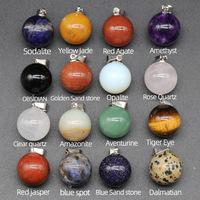 Colliers pendentifs goutte d'eau ronds en pierres et cristaux naturels de 16 mm, pour la guérison, la décoration intérieure, les accessoires d'artisanat en cristal Reiki