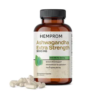 Private Label Ashwagandha Cápsulas Extra Formula Força Natural Mood Suporte Stress Foco e Energia Suplemento Cápsula