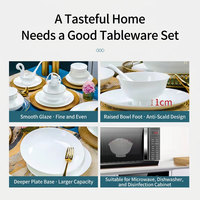 Service de table en porcelaine fine sous glaçure, blanc, comprenant bol, assiette, baguettes et soupière, pour usage domestique