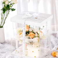 Boîte à gâteau de mariage de luxe, 4-12 pouces, coffret cadeau Triple Transparent, emballage en plastique PET, pour gâteau d'anniversaire