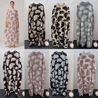 Robe Kaftan de Luxe à Manches Cape et Paillettes pour Femme, Broderie Rose, Col Perlé, Abaya Modeste pour l'Aïd, le Ramadan et les Fêtes, Vente en Gros