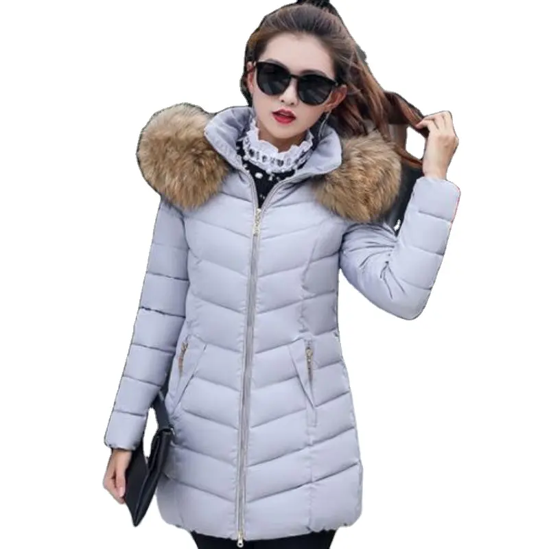 Jaqueta de inverno Mulheres Falso Gola De Pele Para Baixo Algodão-acolchoado Espessamento Wadded Casacos Feminino Inverno Outerwear Plus Size 6XL