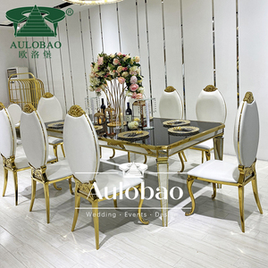 เก้าอี้แต่งงานสแตนเลสสีทองหรูหราด้านหลังสูงทันสมัย - Product Image 6