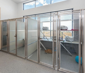 Chenil en verre trempé personnalisé <span class=keywords><strong>pour</strong></span> chiens, chenil extérieur intérieur en acier inoxydable <span class=keywords><strong>pour</strong></span> animaux de compagnie, clinique de toilettage - Product Image 2