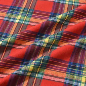 Kain tekstil ramah lingkungan kain kepar kotak-kotak kustom kain grosir untuk kemeja flanel pria