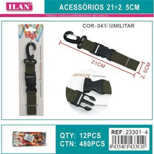 Portachiavi ILAN 21x2,5 cm con Moschettone Verde Militare - Product Image 3