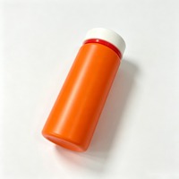 Flacon cylindrique en plastique HDPE opaque orange de 250 CC pour capsules, comprimés, aliments pour animaux, poudre vétérinaire, emballage