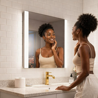 Miroirs de salle de bain intelligents personnalisés pour hôtels, avec éclairage LED, dégivreur intégré, capteur tactile, certifiés UL CE, pour marchés US et UE