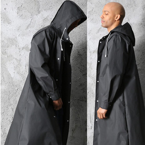 <strong>Men's</strong> Fashionable Black Polyester <strong>Raincoat</strong> Waterproof Long Rain Jacket Hooded EVA <strong>Raincoat</strong> Activities Hiking Adult <strong>Raincoat</strong> - Product Image 5
