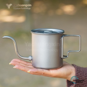 Pure titanium outdoor hand brewed coffee pot with spout, detachable <b>cup</b>, mug, <b>camping</b> lightweight with lid, portable - Product Image 2