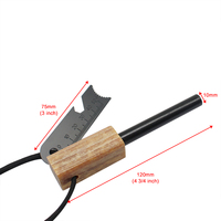 3/8 pouces d'épaisseur manche en pin naturel Kindle Fatwood Ferro Rod silex démarreur de feu avec gâche pour feu de camp extérieur