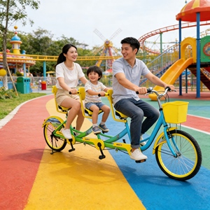 Bicicletta <span class=keywords><strong>Tandem</strong></span> a Tre Posti Resistente, Antiscivolo, Ammortizzante e Stabile per Team Building all'Aperto e Gite di Piacere - Product Image 2