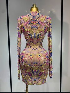 Minivestido <span class=keywords><strong>de</strong></span> <span class=keywords><strong>Mujer</strong></span> Brillante con Pedrería <span class=keywords><strong>Roja</strong></span>, Sexy, <span class=keywords><strong>para</strong></span> Cumpleaños, Boda, Fiesta <span class=keywords><strong>de</strong></span> Graduación, Drag Queen, Cantante, Actuación en Escenario - Product Image 4